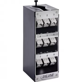 InLine 76203P keystone patch panel, 9-portni Cat.6A, stenska/DIN-tirna montaža