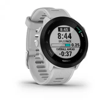 Pametna ura GARMIN Forerunner 55 — 42 mm okrogla športna ura, GPS/GLONASS/Galileo, 14 dni baterije, 5 ATM, bel silikonski pas