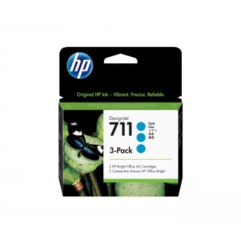 HP 711 paket 3 x 29 ml cian kartuše DesignJet, serija tiskalnikov HP DesignJet T100, T120, T125, T130, T520, T525, T530, termični brizgalni tisk, cian, Singapur, Malezija, 114,8 mm, 45 mm