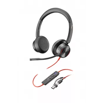 HP Poly Blackwire 8225 stereo slušalke z mikrofonom Microsoft Teams certificirane USB-C + USB-C/A adapter