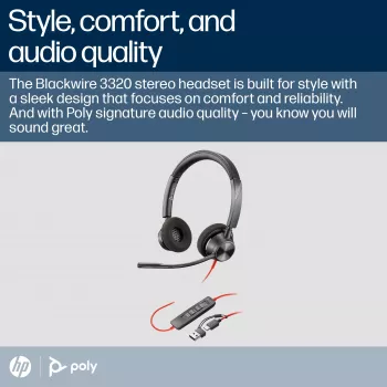 HP Poly Blackwire 3320 Stereo Microsoft Teams Certified USB-C slušalke z mikrofonom + adapter USB-C/A