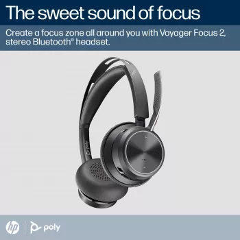 HP Poly Voyager Focus 2 Microsoft Teams Certified USB-C-C slušalke + adapter USB-C/A + stojalo za polnjenje
