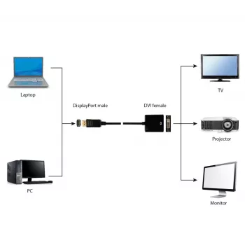 GEMBIRD adapter kabel DisplayPort na DVI – črn