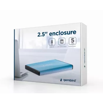 Ohišje za HDD Gembird EE2-U3S-3-B — 2,5-palčno enojno ležišče, SATA, Mini‑USB A, do 7 TB, modro