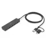 DIGITUS DA-70236 USB 3.0 hub Slim Line, 4 vrata, USB-C adapter, 1,2 m kabla