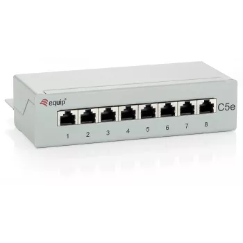 Equip 8-portna namizna patch plošča Cat.5e, svetlo siva, RJ-45, zlata, Cat5e, siva, ANSI/TIA/EIA 568, -40 - 80 °C