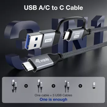 Equip 128433 kabel USB 3.2 Gen 2x2 3 m USB A/USB C USB C črn
