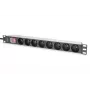 DIGITUS 1U aluminijast PDU, za vgradnjo v rack, 8x CEE 7/5 nazivna moč: 16A, 4000W, 250VAC 50/60Hz,