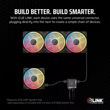 Ventilator Corsair iCUE LINK LX140-R RGB 14 cm črn 2000 vrt/min 3,55 mmH2O