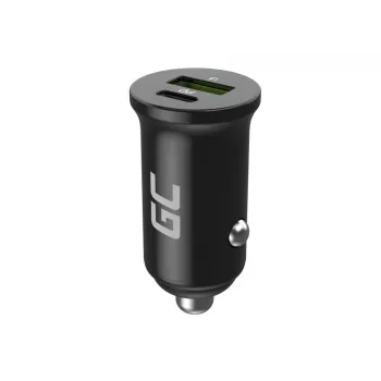 Avtomobilski polnilnik Green Cell CADM-GC-38AC 38W, 1x USB-C (PD 3.0) + 1x USB-A, ohišje iz aluminija, črn
