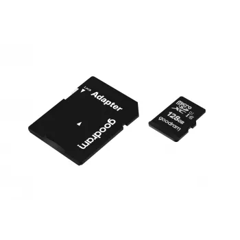 MicroSDXC bliskovni pomnilnik GOODRAM 128GB UHS‑I Class 10 (branje 100 MB/s, pisanje 10 MB/s) z adapterjem SD