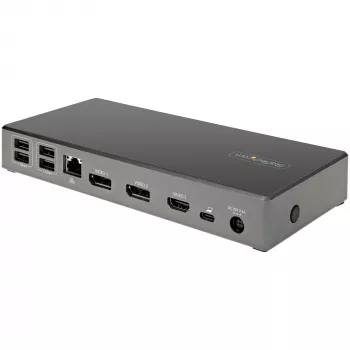 StarTech.com USB C dock - trojni 4K monitor USB Type-C priklopna postaja - 100W Power Delivery - DP 1.4 Alt Mode in DSC, 2x DisplayPort 1.4/HDMI 2.0 - 6xUSB (2x 10Gbps) - Windows/Chrome