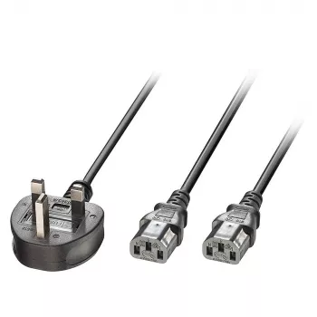Lindy 30371 razdelilni napajalni kabel, UK BS 1363 na 2x C13, 13 A, 2,5 m, črn