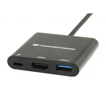 Conceptronic DONN01B prenosniški dock/razdelilnik vrat USB 3.2 Gen 1 (3.1 Gen 1) Type-C črn
