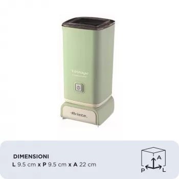 Ariete 2878 Vintage penilec za mleko – penilec za vroče in hladno mleko – kapučino, čokolada, liofilizirani napitki – 500 W – zelen
