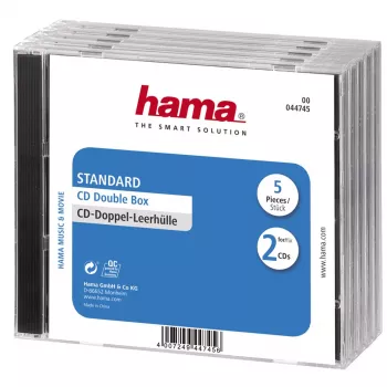 Hama CD dvojna jewel škatla standard, paket 5 2 diska prozorna