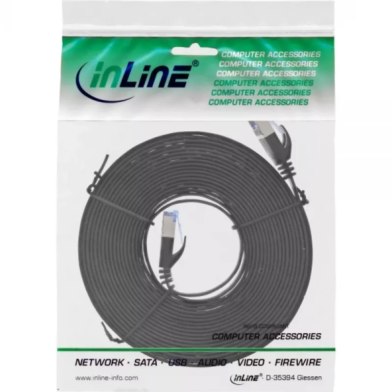 InLine ploski patch kabel, U/FTP, Cat.6A, črn, 5 m