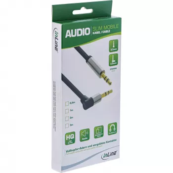 Tanek avdio kabel InLine 3,5 mm vtič / vtič kotni stereo 0,5 m