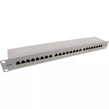 InLine patch panel 19-palčni Cat.6A 24 portov 1U svetlo siv RAL7035