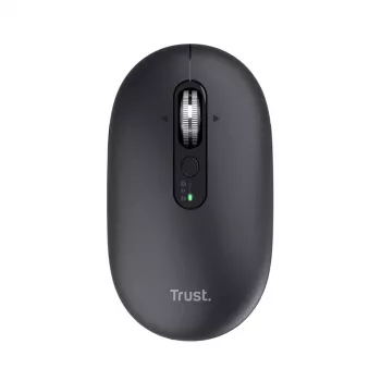 Miška TRUST Seron tanka multi — dvoročna pisarniška miška, optična 3200 DPI, RF brezžična + Bluetooth, 7 gumbov, črna