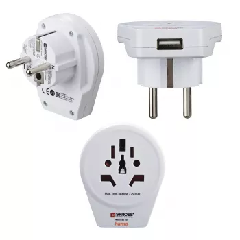 Hama adapter za napajalni vtič USB svet-Evropa univerzalni bel