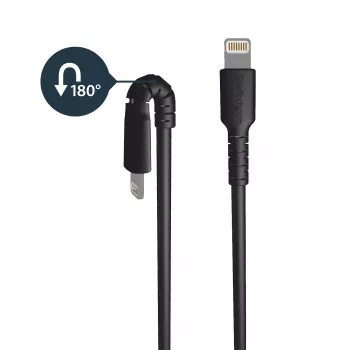 StarTech.com 0,91 m (3 ft) vzdržljiv črn kabel USB-A na Lightning – trpežen robusten kabel za polnjenje/sinhronizacijo USB Type-A na Lightning iz aramidnih vlaken – certifikat Apple MFi za iPad/iPhone 12