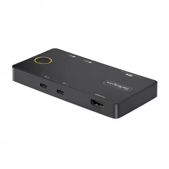 StarTech.com 2-portno stikalo KVM USB-C, en monitor 4K 60Hz HDMI, dvojna prehodna vrata 100 W Power Delivery, napajanje prek vodila, združljivo z USB Type-C/USB4/Thunderbolt 3/4 – majhna oblika