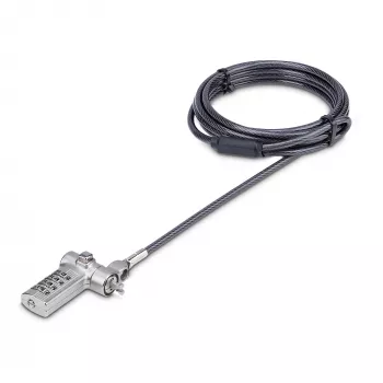 StarTech.com univerzalna ključavnica za prenosnik 2 m, varnostni kabel za prenosnike, združljiv z Noble Wedge®/Nano/K-slot, kabelski kabel s številčno ključavnico brez ključa, protivlomni jekleni kabel, neprepusten za rezanje