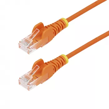 StarTech.com 3 m oranžen tanek kabel Ethernet CAT6, zaščita pred prepogibom brez jezička, 100 W PoE, UTP, LSZH, 28AWG čista gola bakrena žila, tanek omrežni patch kabel RJ45 z razbremenitvijo, posamično testiran