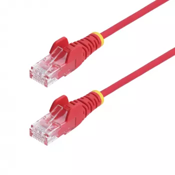 StarTech.com 25 cm rdeč tanek kabel CAT6 Ethernet, brez zaskočke, 100 W PoE, UTP, LSZH, 28AWG čista gola bakrena žica, tanek mrežni patch kabel RJ45 z razbremenitvami vleka, posamično testiran