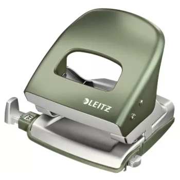 Leitz NeXXt Style luknjač, 2-luknjič 30 listov kovina, 30 listov, zeleni, srebrni, kovina, 8 cm, A6, 107 mm