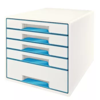 Leitz predalnik WOW Cube 5 predalov, 5 predalov, plastika, modra, bela, 1 kos, 287 mm, 270 mm