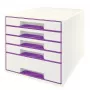 Leitz predalnik WOW Cube 5 predalov, 5 predalov, plastika, vijolična, bela, 1 kos, 287 mm, 270 mm