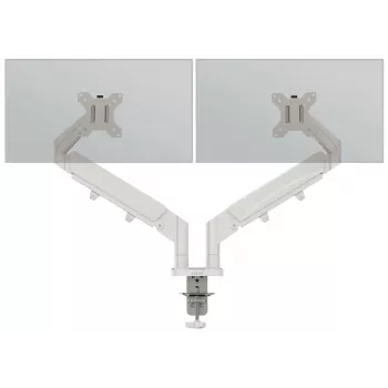 Leitz Ergo prostorsko varčen dvojni nosilec za monitorja, s spono/prehodom skozi mizo, 18 kg, 43,2 cm (17 inch), 81,3 cm (32 inch), 100 x 100 mm, siv