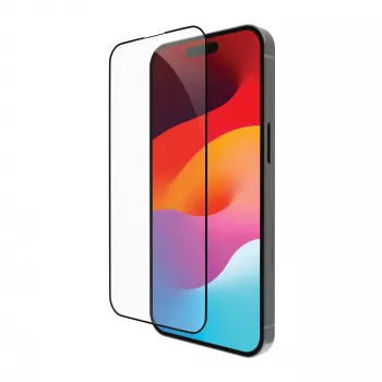 Prozorna zaščitna folija za zaslon dbramante eco-shield za iPhone 15, prozorna, črn rob