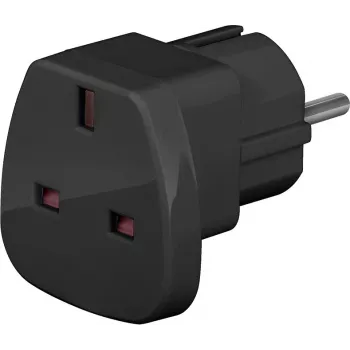 Wentronic Goobay potovalni adapter, črn - vtič UK > tip F (tip F, CEE 7/7) (94271)