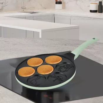 Ponev za palačinke Maestro MR-1222-D CUTE — 26 cm aluminijasta ponev za palačinke s premazom proti prijemanju, zelena
