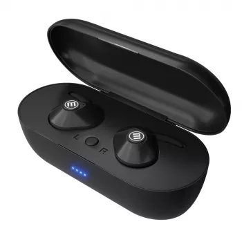 MAXELL MINI DUO brezžične ušesne slušalke z polnilnim ohišjem črne