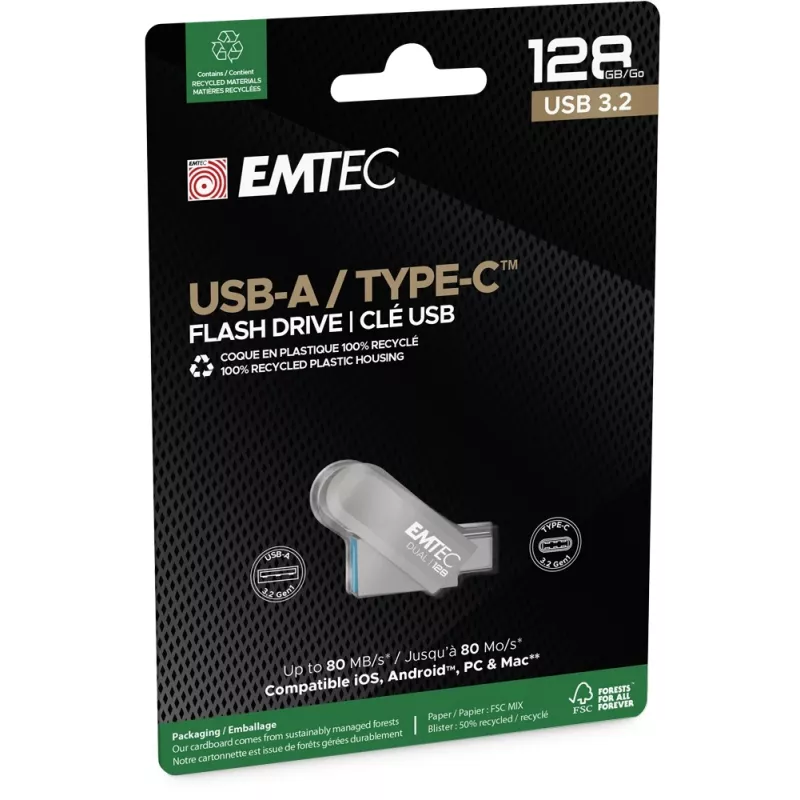 USB ključek Emtec 128 GB USB Type-A USB Type-C D280