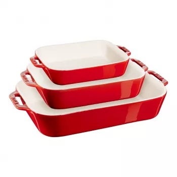 ZWILLING Staub keramični pravokotni pekač set 3 kosi, rdeč, max 300°C