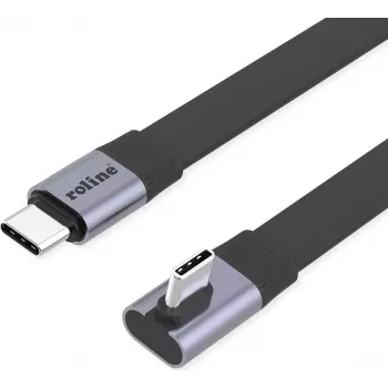 ROLINE USB4-2.0 kabel 80 Gbit/s ploščat ST/ST ravno-90° upognjen - kabel - digitalni/podatkovni