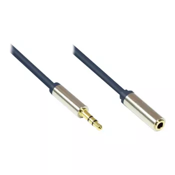 Avdio priključni kabel High-Quality 3,5mm, vtič jack na vtičnico jack, ohišje iz polne kovine, temno moder, 3m, Good Connections (GC-M0054)