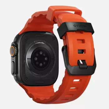 Pašček NOMAD Rocky Point za Apple Watch 46/49 mm, FKM in titan, Magma/Black Hardware
