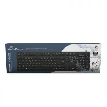 MediaRange žična higienska tipkovnica, QWERTZ, IP68,1.5m, črna