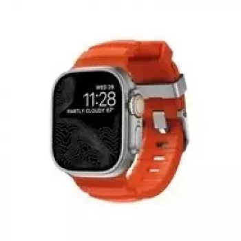 NOMAD Rocky Point Band - zapestnica za Apple Watch 46mm/49mm s FKM in titanom (Magma, naravna kovinska oprema)