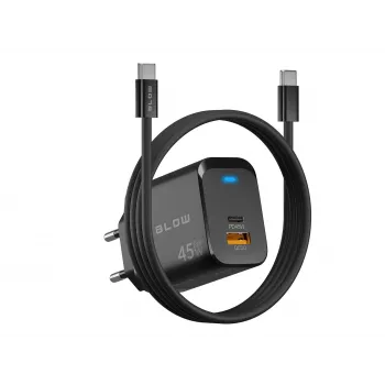 Stenski polnilnik USB-A USB-C PD 45W + kabel