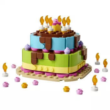 LEGO 40815 Rojstnodnevna torta - sestavljiva torta s svečkami (219 delov)