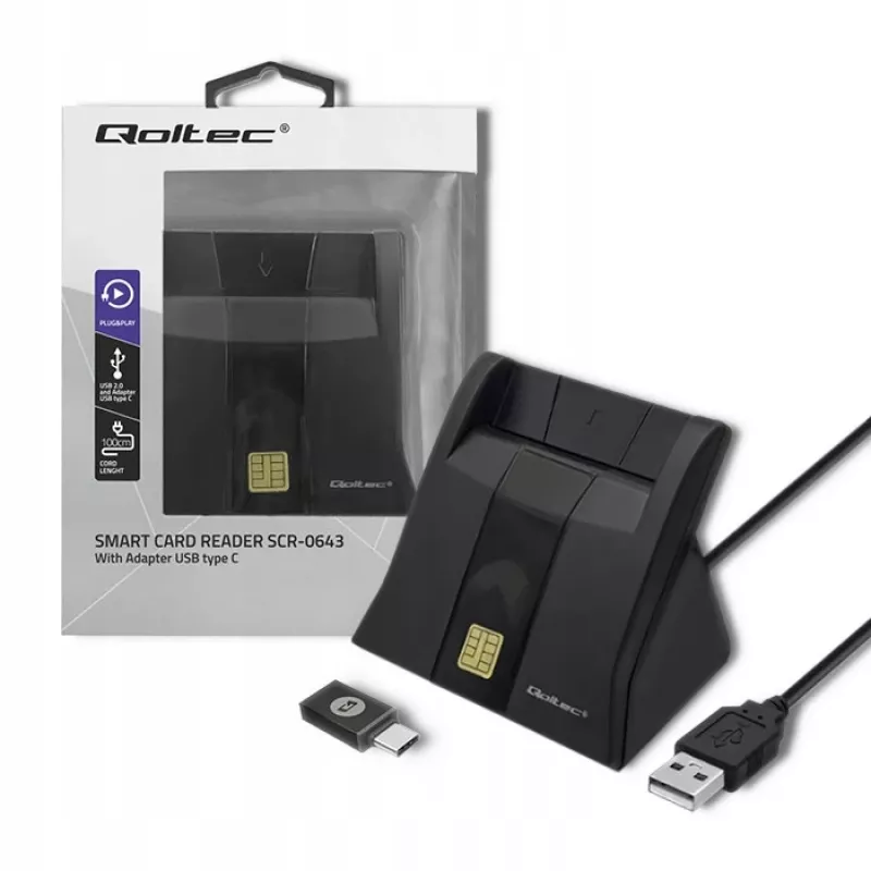 Qoltec 50643 čitalnik čipnih kartic, USB 2.0
