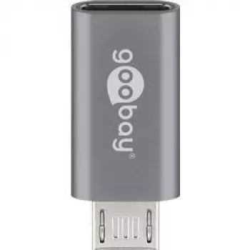 Goobay USB 2.0 Hi-Speed adapter, siv, siv – USB-C™ vtičnica > USB 2.0 Micro vtič (tip B) (55553)