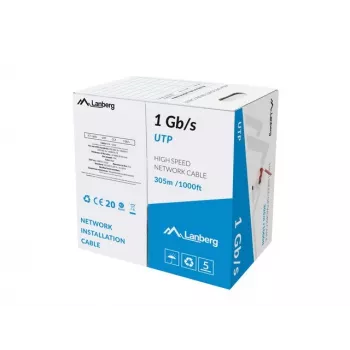 Lanberg LCU6-10CC-0305-R mrežni kabel U/UTP 305 m, 1 Gbit/s, 23 AWG, CCA, 250 MHz, rdeč